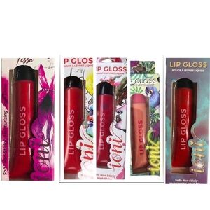 2 High shine lip gloss in sheer‎ fuchsia, Melon, Fuchsia, sheer red, Warm nude
